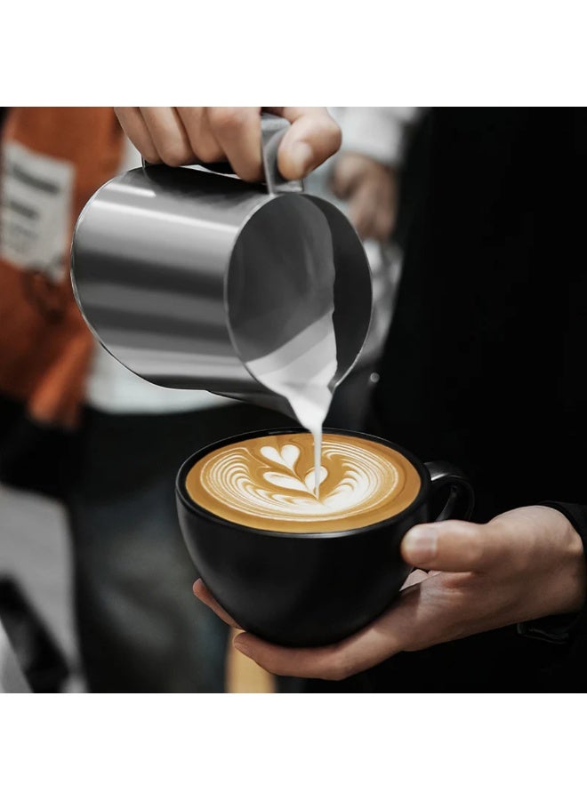 MHW-3BOMBER GT Milk Pitcher Matte Glossy Grey 400 ml - SUS304 Stainless Steel Latte Art Frothing Jug with U-Shape Spout, Diamond Handle & Tilted Base for Precision Pouring - Image 3